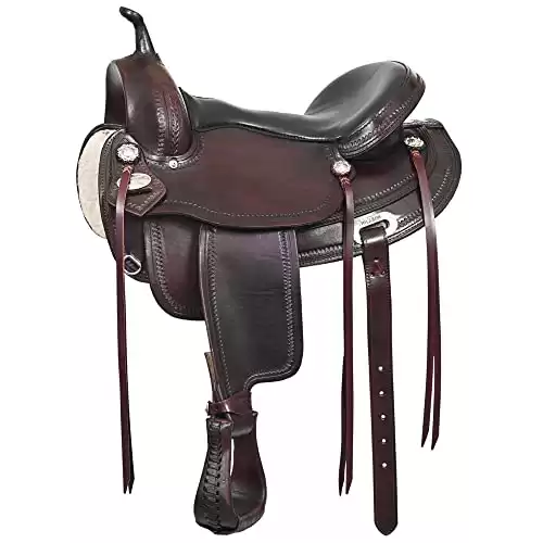 HILASON Chocolate Brown, American-Made Western Horse Saddle (14 in).